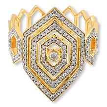 Rarities Gold-Plated 1/2ctw White Diamond Art Deco Tattoo Ring 