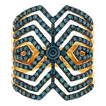 Rarities Gold-Plated 1ctw Colored Diamond Art Deco Ring