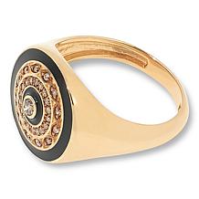 Rarities Gold-Plated .21ctw Champagne Diamond Evil Eye Ring