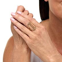 Rarities Gold-Plated 3/8ctw Champagne Diamond Pavé Elongated Ring 