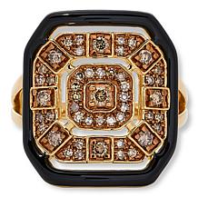 Rarities Gold-Plated .50ctw Diamond and Enamel Art Deco Ring 