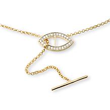 Rarities Gold-Plated Black or White Diamond Evil Eye Lariat Necklace