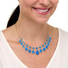 Rarities Gold-Plated Blue Chalcedony Dangle Princess Necklace