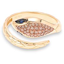 Rarities Gold-plated Champagne Diamond Snake Wrap Ring