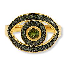 Rarities Gold-Plated Colored Gemstone and Diamond "Evil Eye" Ring