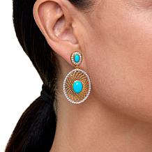 Rarities Gold-Plated Gem and White Zircon Oval Filigree Drop Earrings