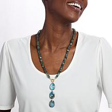 Rarities Gold-Plated Labradorite & White Zircon Drop Necklace