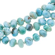 Rarities Gold-Plated Larimar and White Zircon Beaded Necklace