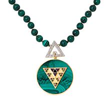 Rarities Gold-Plated Malachite and Multi-Gem Beaded Drop Necklace