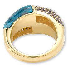 Rarities Gold-Plated Malachite Azurite & Iolite Band Ring