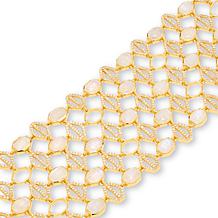 Rarities Gold-Plated Moonstone and White Zircon Mesh-Link Bracelet