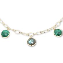 Rarities Gold-Plated Multigemstone Carved Evil Eye Charm Necklace