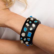 Rarities Gold-Plated Multigemstone Hinged Cuff Bracelet