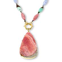 Rarities Gold-Plated Rhodochrosite and Multi-Gem Beaded Drop Necklace