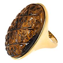 Rarities Gold-Plated Sterling Silver Carved Gemstone Floral Ring