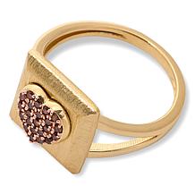 Rarities Gold-Plated Sterling Silver Pavé Diamond Talisman Ring