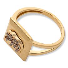 Rarities Gold-Plated Sterling Silver Pavé Diamond Talisman Ring