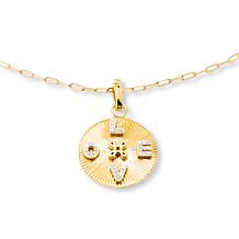 Rarities Gold-Plated Sunburst "Love" Diamond Accent Pendant with Chain