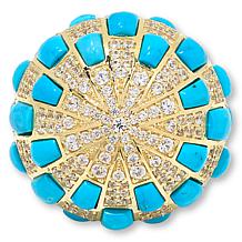 Rarities Gold-Plated Turquoise-Color Gemstone and Zircon Dome Ring