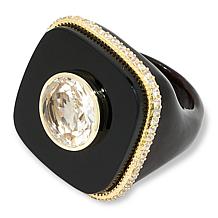 Rarities Gold-Plated White Topaz, Onyx and White Zircon Ring