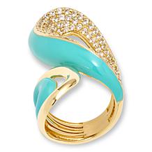 Rarities Gold-Plated White Zircon and Enamel Wrap Ring
