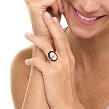 Rarities Gold-Plated Zircon, Diamond and Gemstone Black Enamel Ring