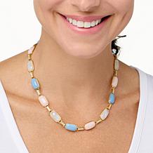 Rarities Opal, Moonstone and White Zircon Gold-Plated Necklace