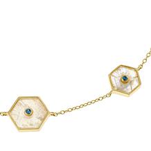 Rarities Rainbow Moonstone and London Blue Topaz Gold-Plated Necklace