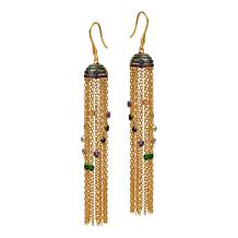 Rarities Sapphire and Multigemstone Gold-Plated Tassel Drop Earrings