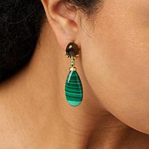 Rarities Smoky Quartz and Malachite Gold-Plated Drop Earrings