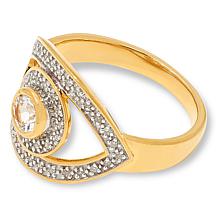 Rarities White Topaz and 1/5cttw Diamond-Accented "Evil Eye" Ring