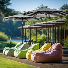 Reflection 9' OneClick Gen2 Black & White Patio Market Umbrella