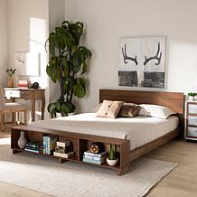 Regina Queen Size Platform Storage Bed with Built-In Shelves