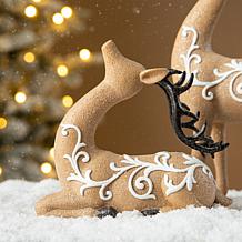Resin Christmas Reindeer Table Decor - Set of 2
