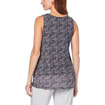 Retreat by Rhonda Shear Mesh Overlay Tank