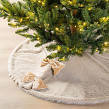Reversible Christmas Tree Skirt 48"D with Faux Fox Fur