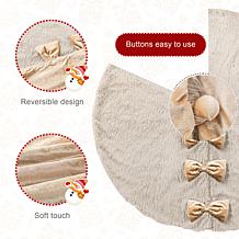 Reversible Christmas Tree Skirt 48"D with Faux Fox Fur