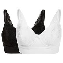 Rhonda Shear 2-pack Butterknit No Wire Underwire Bra with Lace