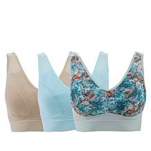 Rhonda Shear 3-pack Mesh Front Leisure Bra