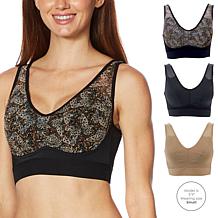Rhonda Shear 3-pack Mesh Front Leisure Bra