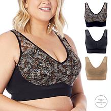 Rhonda Shear 3-pack Mesh Front Leisure Bra