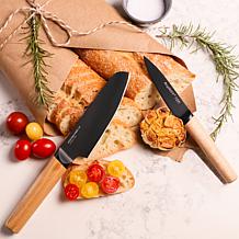 Ron 4-piece Black Knife Set with Wooden Handles