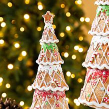 S/2 Resin Christmas Table Decor Miniature Trees