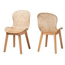 Sabelle Japandi Dining Chair with Rattan Seat and Metal Base