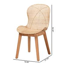 Sabelle Japandi Dining Chair with Rattan Seat and Metal Base