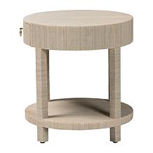 Sadia Handcrafted Wood and Grasscloth Nightstand