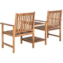 Safavieh Brea Twin-Seat Bench - Teak Brown Finish