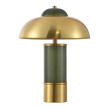 Safavieh Drea Green Glass Table Lamp with Brass Shade