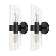 Safavieh Eytan 2-Light Black Iron and Glass Wall Sconce 4.3"