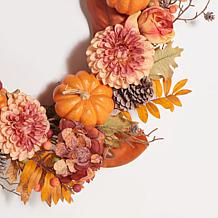 Safavieh Faux Peony and Pumpkin Wreath
